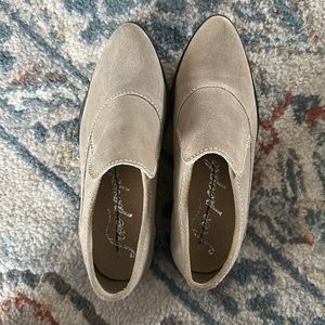 Free People Cream Suede Loafers